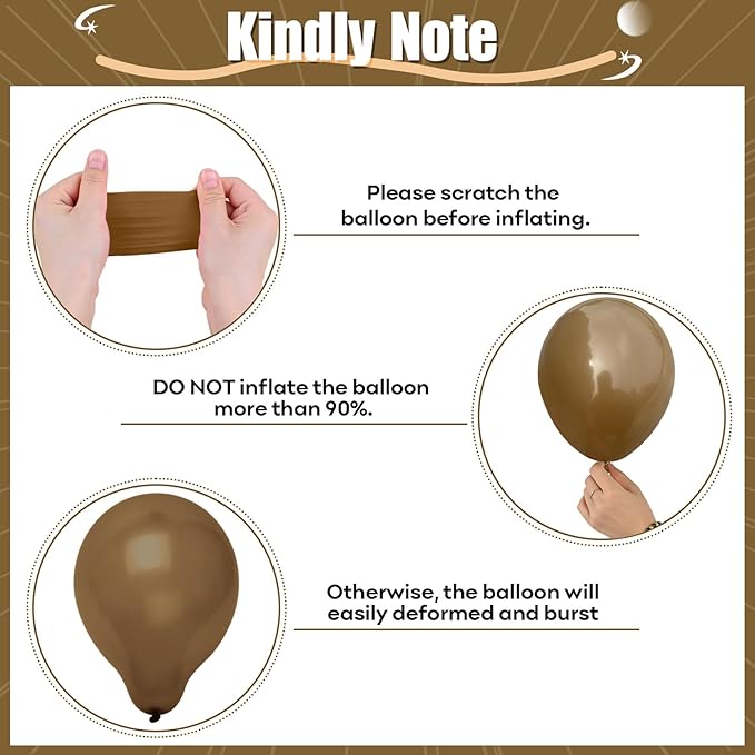HILAVO Brown Gold Balloons, 12 inch Double Stuffed Brown Gold and Cream Beige Balloons for Neutral Baby Shower Boho Wedding Birthday Party Decorations