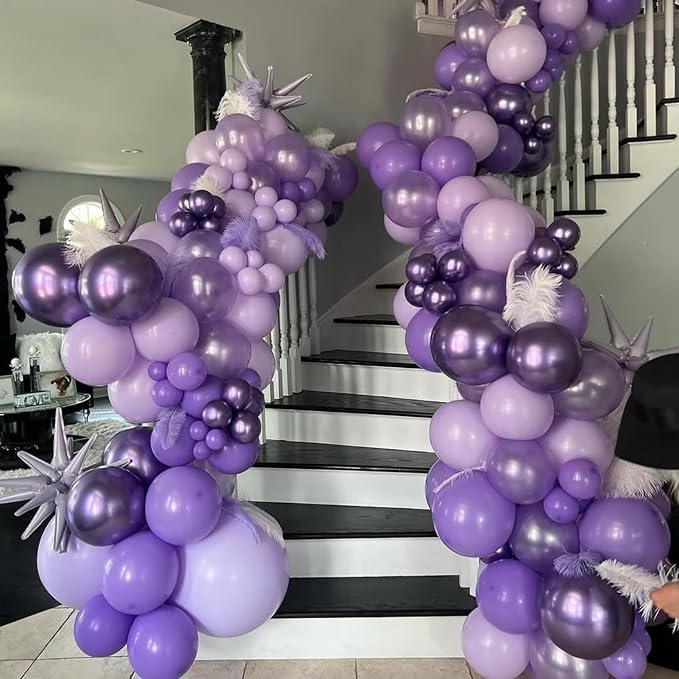 Purple Balloons Set, 50pcs 12Inch Light Pastel Purple Balloons Dark Purple Balloon for Birthday Wedding Baby Shower Purple Theme Party Decorations