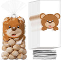 Capoda 100 Pcs Bear Cellophane Treat Bags Baby Shower Candy Bags Bear Theme Party Clear Goodie Snack Cookie Gift Wrapping with Twist Ties for Baby Shower Gender Reveal Boy or Girl Birthday Party