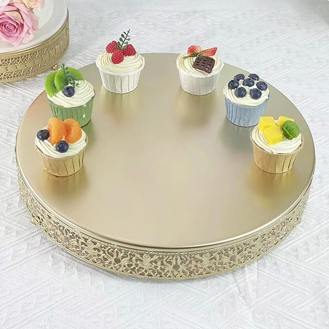 Cake Stand, Metal Round Cupcake Dessert Stand Cake Display Holder for Wedding Party Birthday Baby Showers Anniversary,Gold 16"