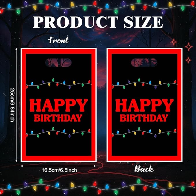 Eccliy 30 Pcs Strange Themed Party Favor Bags Retro Scary Colorful Light Bulbs Party Decorations Retro Scary Neon Glow Spooky Themed Bags for Birthday Supplies
