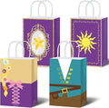 12Pcs Princess Birthday Party Supplies Purple Princess Gift Bag with Handle Girls Theme Birthday Party Favor Bags Purple Sun Gift Treat Bags for Girls Bday Baby Shower Parties Decoration