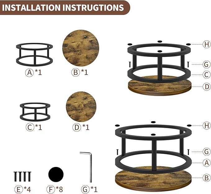 Cake Stand Set, 2 Packs Round Cupcake Stand Cake Pedestal Stand (10"/12" Plate) Industrial Rustic Wood Rustic Dessert Table Display Stand Set Serving Tray for Party, Wedding, Birthday, Baby Shower