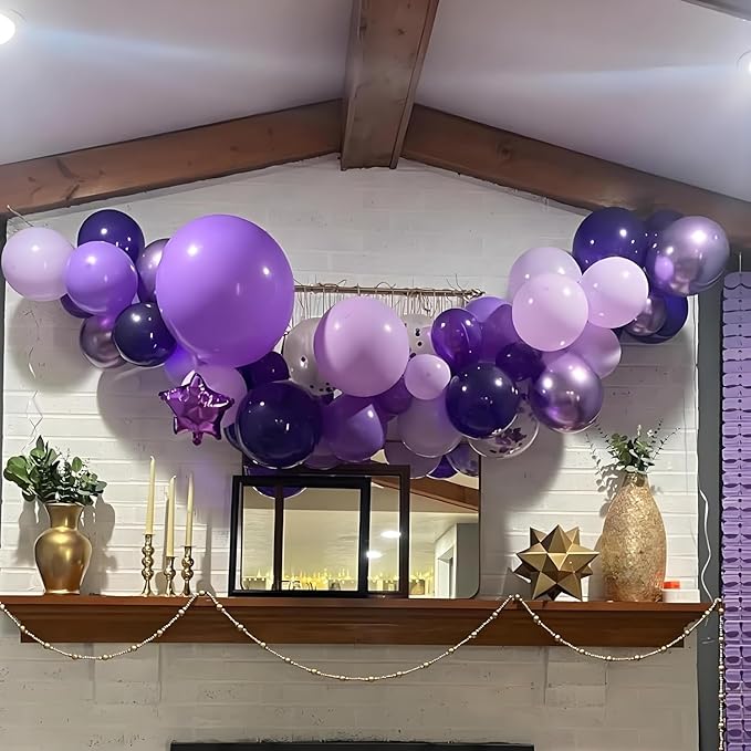 Purple Balloons Set, 50pcs 12Inch Light Pastel Purple Balloons Dark Purple Balloon for Birthday Wedding Baby Shower Purple Theme Party Decorations