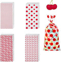 EatnMgan 200Pcs Cellophane Treat Bags,10.8 x 4.9Inch Plastic Candy Bags,Cellophane Bags,Goodie Candy with 220Pcs Twist Ties for Valentine, Birthday, Gift Cookie Snack Packing Party Favor Supplies (Red)