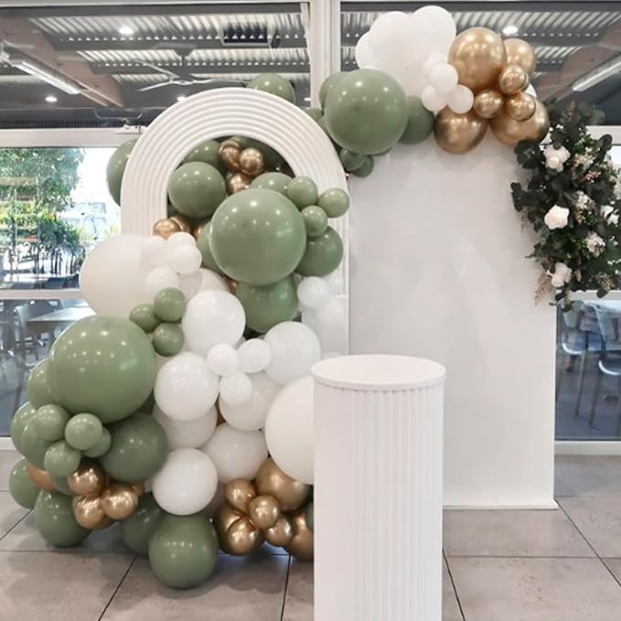 Awenztech 110pcs Sage Green Balloons, 18 12 10 5 inch Sage Green Balloons Different Sizes Balloon Arch Kit for Wedding Engagement Bridal Shower Baby Shower Birthday Party Decorations
