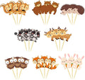 24PCS Woodland Animals Creatures Cupcake Toppers Forest Animals Cake Decorations Baby Shower Birthday Party Supplies