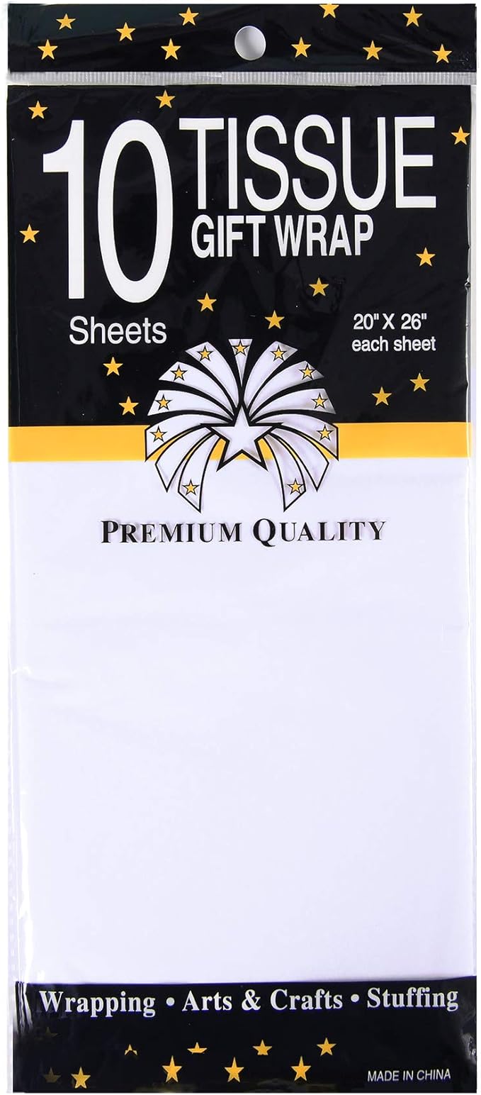 SHIPKEY 10pcs Kraft Paper Bags 8x4x11 Inches, Brown With Tissue Paper, Shopping, Retail, Gift With Soft Cloth Handles