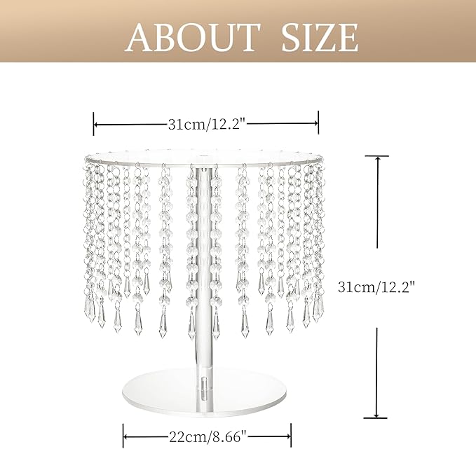 Cake Stands for Party, Clear Acrylic Cake Stand for Dessert Table, 12.2in Round Crystal Cake and Cupcake Stand for Wedding Birthday Party Event Decorations