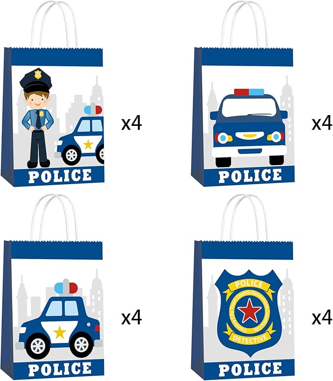 16pcs Police Decorations - Police Gift Bags & Favors for Kids' Policeman Party Supplies