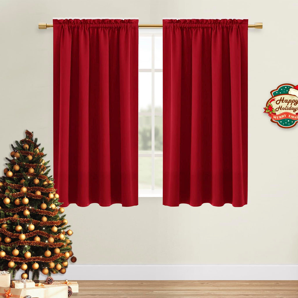Blackout Curtains for Bedroom Living Room 42 x 45 Inch Long Red