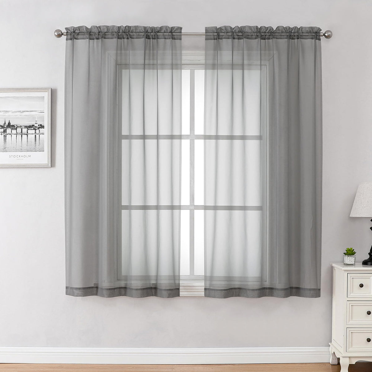 Voile Sheer Window Curtain Panels 54 Inch Long