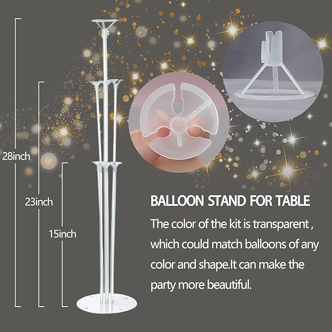 4 Sets Balloon Stands Kit for Table Purple Gold Balloons Holder Sticks With Base Centerpiece Birthday Party Baby Shower Wedding Decoration