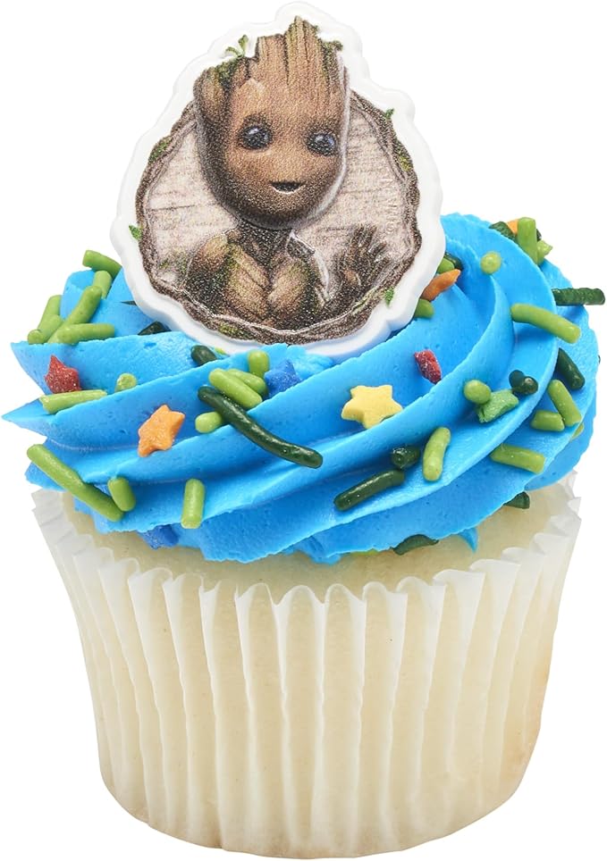 Marvel Studios' Groot Cupcake Rings, 24 DecoPac I Am Groot Cupcake Decorations, Food Safe Guardians Of The Galaxy Cake Toppers, Party Favors – 24 Pack
