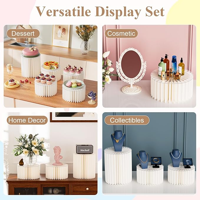 Buffet Risers, 4 Pack Dessert Table Display Set with 7.9"+15.8" Height, Food Risers for Buffet Table, Cylinder Stands for Party, Pedestal Cake Stand Cupcake Display Riser