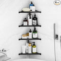 Fikoksol Shower Caddy, 4 Pack Bathroom Corner Shelf, Triangle Shelf Storage for Bathroom Shower, Black Metal Shower Shelf & Rustproof Wall Mounted Adheisve Glue Organizer Accessories and Essentials