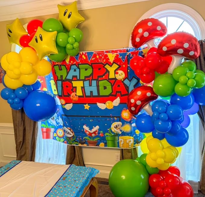 Red Yellow Blue Green Balloons, 12Inch 50PCS Colorful Yellow Blue Red Green Balloons for Video Game Party Rainbow Kid Birthday Party