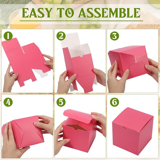 Zhehao 48 Pack Colorful Gift Boxes Small Cardboard Gift Boxes with Lids Bulk 4 x 4 x 4 Inch Square Kraft Cube Paper Box Assemble for Candles Wedding Presents Easy Birthday