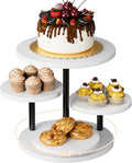 Dessert Stands for 50 Cupcakes 360°Rotating Wood Cupcake Stands Wedding Cake Stand 4 Tiered Cookie Serving Trays for Party Birthday Baby shower Afternoon Tea Dessert Table, White
