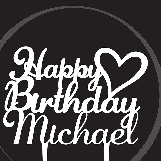 Personalized Birthday Cake Topper - Happy Birthday Cake Toppers w/Name and Heart - Custom Acrylic Cake Decorations, Birthday Cake Topper for Birthday Party - 3 Mirrored Acrylic Colors