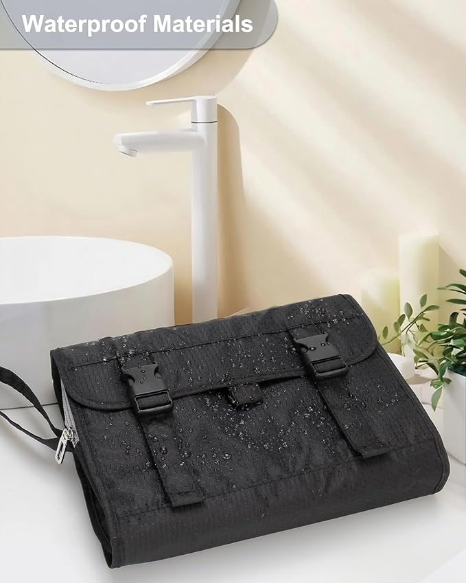 Relavel Travel Hanging Toiletry Bag for Men Women Travel Kit Shaving Bag Waterproof Large Makeup Bag Wash Bag Makeup Organizer Cosmetic Case for Bathroom Shower Black