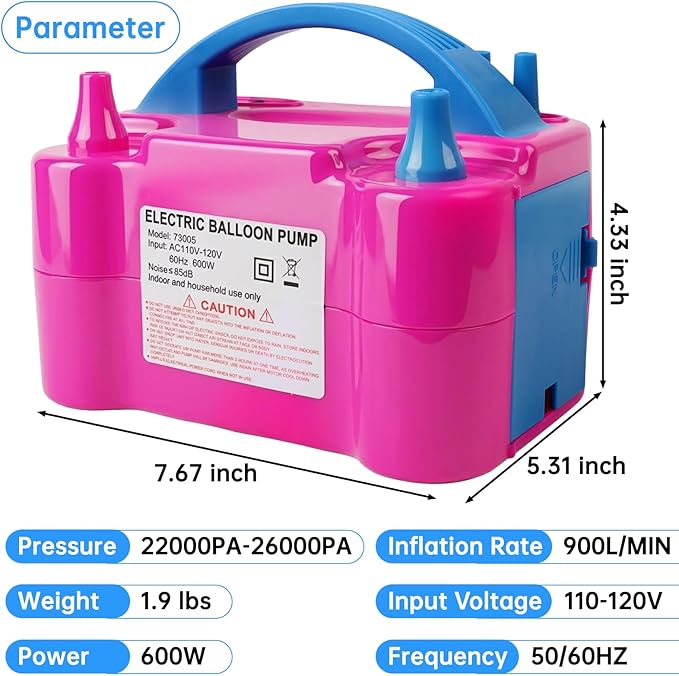 Balloon Pump 600W 110V Electric Balloon Pump Portable Electric Inflator Balloon Air Pump-2 Tying Tools Balloon Blower for Party Decoration