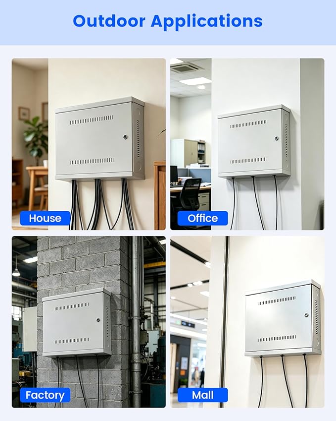 DVR Lock Box & NVR Enclosure, Heavy Duty Lockable Steel Cabinet for CCTV Surveillance Systems, Wall-Mount Design with Ventilation and Cable Management