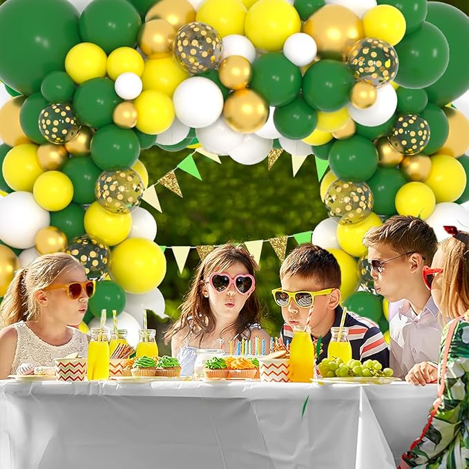 Dark Green, White, Metallic Gold, Yellow Balloons Set - 122PCS Tractor Party Supplies Latex Balloons for Tractor Birthday Baby Shower Farm yard Tractor Wedding Party Supplies