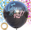 Disfore Thickened Gender Reveal Balloon - 2pcs Gender Reveal Confetti Balloons with Pink and Blue Confetti – 36 Inch Black Gender Reveal Balloons Perfect for Taking Photos and Videos