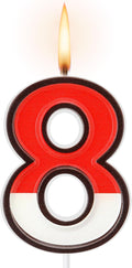 Conelist Cartoon Red and White Birthday Cake Candle Numeral Birthday Cake Topper for Animated Decoration Cartoon Party Supplies(Number 8)