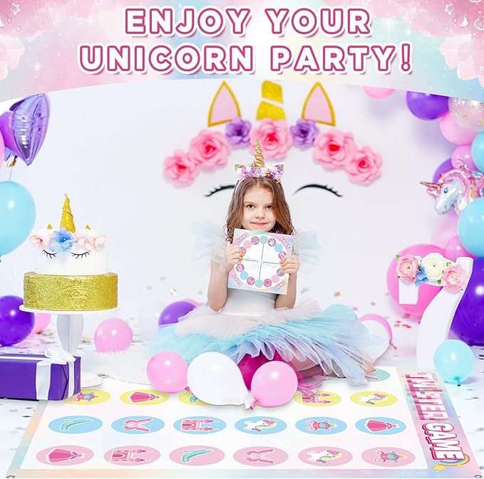Lonfliness Unicorn Pose Balance Floor Game for 2 or More Players, Pastel Rainbow Large Mat Party Game Indoor Outdoor Family Reunion Games for Friends Adults Group Activity Unicorn Party Favor Gift