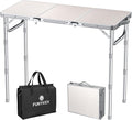 FUNYKICH 3ft Portable Folding Table with 3 Adjustable Height, 34.2'' Lx15.7'' W Camping Tables, Lightweight Aluminum Outdoor Picnic Table with Carry Handle for Car Camping, Outdoor Dining, Beach