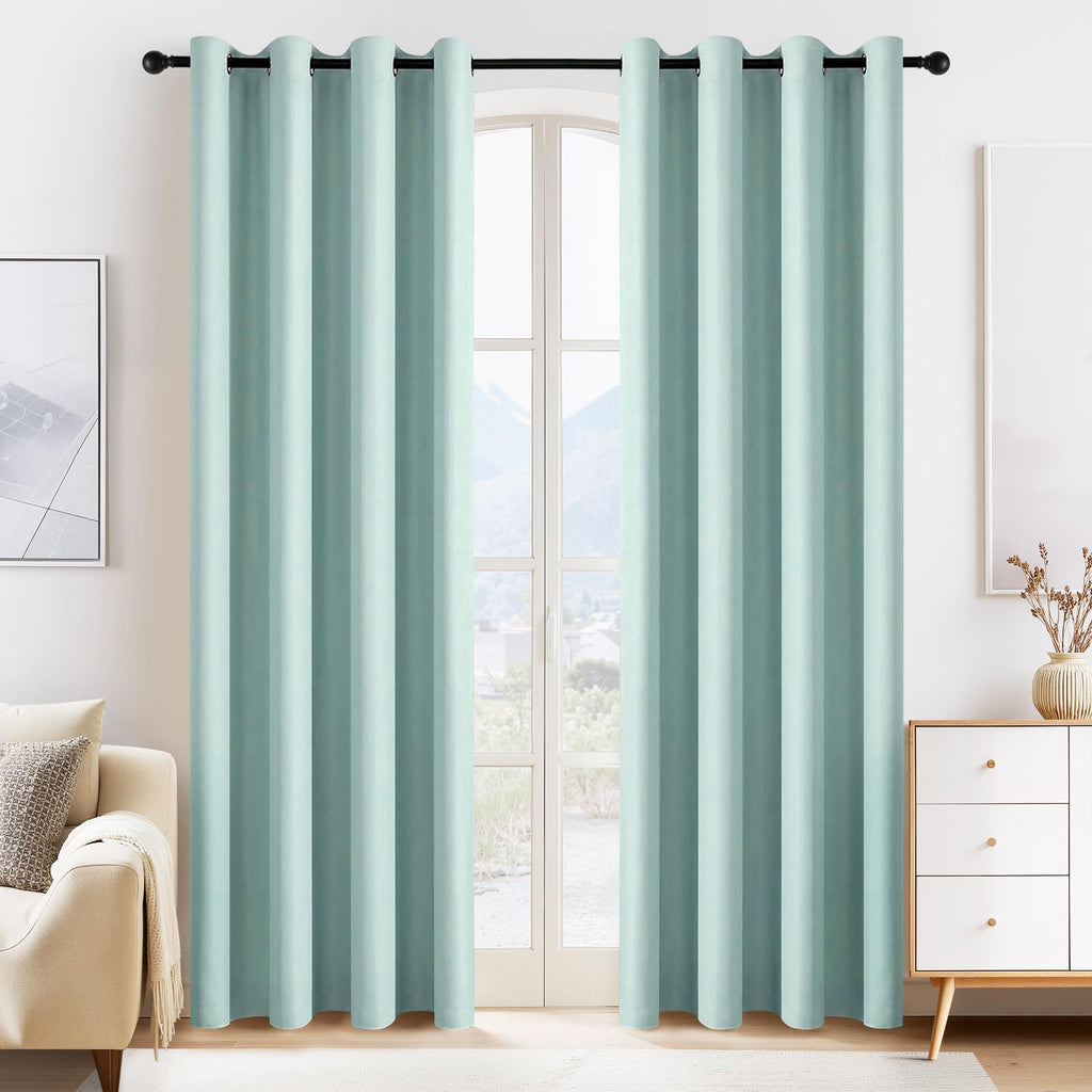 Aqua Blackout Curtains 80 inch Long 2 Panels Set (2 Count)
