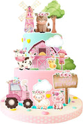 MEMOVAN Farm Cake Toppers 14pcs Farm Animal Chicken Sheep Pig Cow Cupcake Topper Picks Farm Cow Cake Decorations for Barnyard Farm Cow Birthday Baby Shower Party