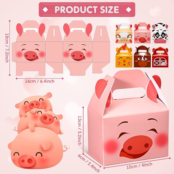 Zonon 24 Pack Farm Animal Party Favor Boxes 4 x 2.4 x 5.1 Inches Animal Theme Birthday Goodie Boxes Farmhouse Animals Themed Gift Candy Bags for Kids Girls Baby Shower Party Supplies