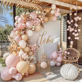 Dusty Pink White Nude Balloon Arch Kit, Pink and Gold Balloons With Light Pink White Nude Champagne Gold Balloons for Valentines Day Boho Engagement Wedding Bridal Shower Birthday Decorations