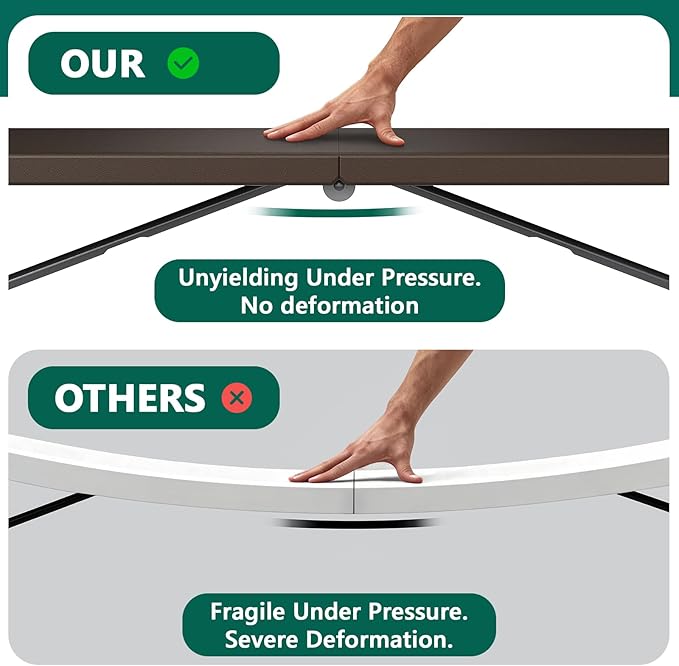Folding Table, 5FT Foldable Picnic Table with Carrying Handle, Heavy Duty Fold-in-Half Portable Table for Weddings, Camping, RV Travel, Parties, BBQs, and Indoor Use, Easy to Fold and Store, Brown