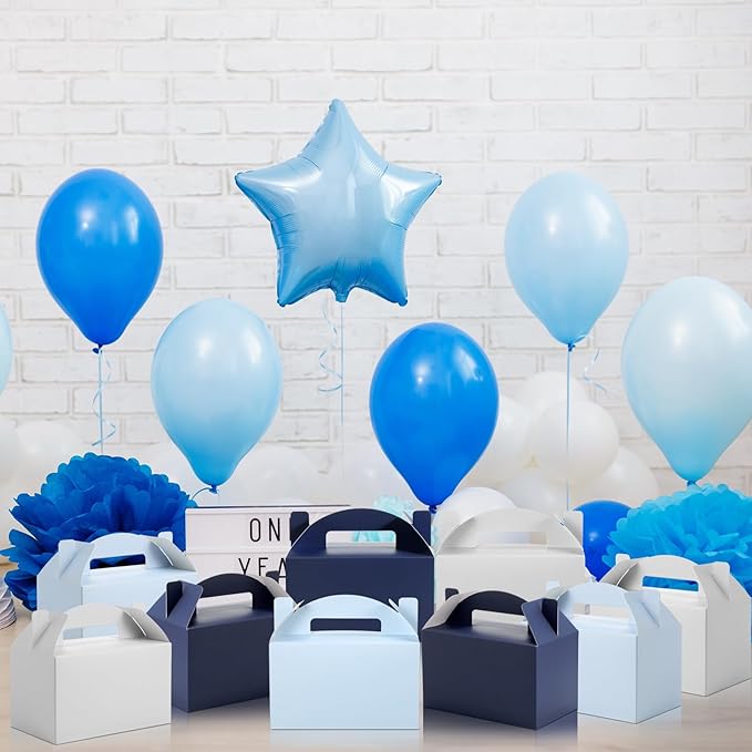 Skyygemm 24 Pcs Graduation Party Favor Gable Boxes Colorful Paper Treat Goodie Candy Cake Gift Box for Summer Birthday Wedding Party Decorations, 6 x 3.5 x 3.5 Inch(Navy Blue)