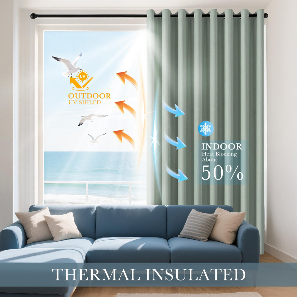 Sage Green Short Blackout Curtains for Kitchen 45 Inch Length (2 Count)