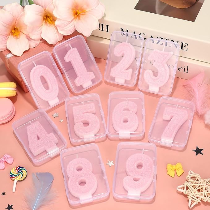 Cute Number 3 Birthday Candle, Glitter Pink Number Candles, Birthday Cake Topper Decoration, Party Supplies Anniversary Celebrations