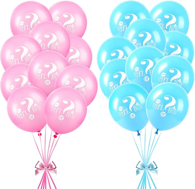 Lecpeting 20 Pcs Gender Reveal Balloons Boy or Girl Letter Balloon 12 Inches Latex Party Balloon for Baby Shower Themed Party Decorations