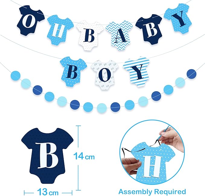149 pcs Baby Shower Decorations for Boy, 4 Pcs Balloon Boxes,Elephant Foil Balloons, Blue Elephant Theme Baby Shower Decorations Gender Reveal Party Supplies