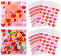 Supervitae 200 Pcs Valentines Cellophane Cookie Bags Bulk 4 x 4 Inch Heart Cellophane Bags Self Adhesive Clear Treat Goodie Gift for Valentine's Day Party Supplies Snacks Bakery Cookie Packaging