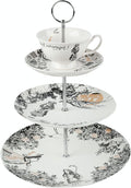 V&A Alice in Wonderland 3 Tier Cake Stand Serving Set, Cake Standing Set, Gift Boxed, White