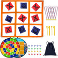 2-in-1 Outdoor Giant Tic Tac Toe Bean Bag Toss Games, Tic Tac Toe Ball Toss Game and Dart Board Games with Sticky Balls for Kids Adults Large Lawn Carnival Yard Birthday Family Outside Party Games