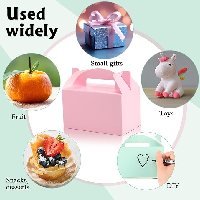 Skyygemm 24 Pcs Graduation Party Favor Gable Boxes Colorful Paper Treat Goodie Candy Cake Gift Box for Summer Birthday Wedding Party Decorations, 6 x 3.5 x 3.5 Inch(Mermaid)