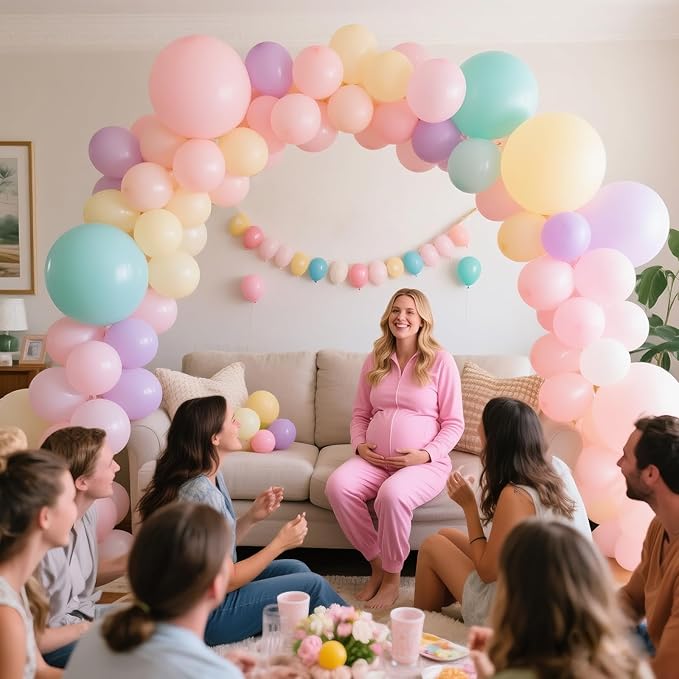 Pastel Rainbow Balloons Arch Garland Kit Different Sizes 18 12 5 Inch Latex Balloon Assorted 114Pcs Pastel Color Party Ballons Arch for Birthday Baby Shower Wedding Anniversary Party Decorations.