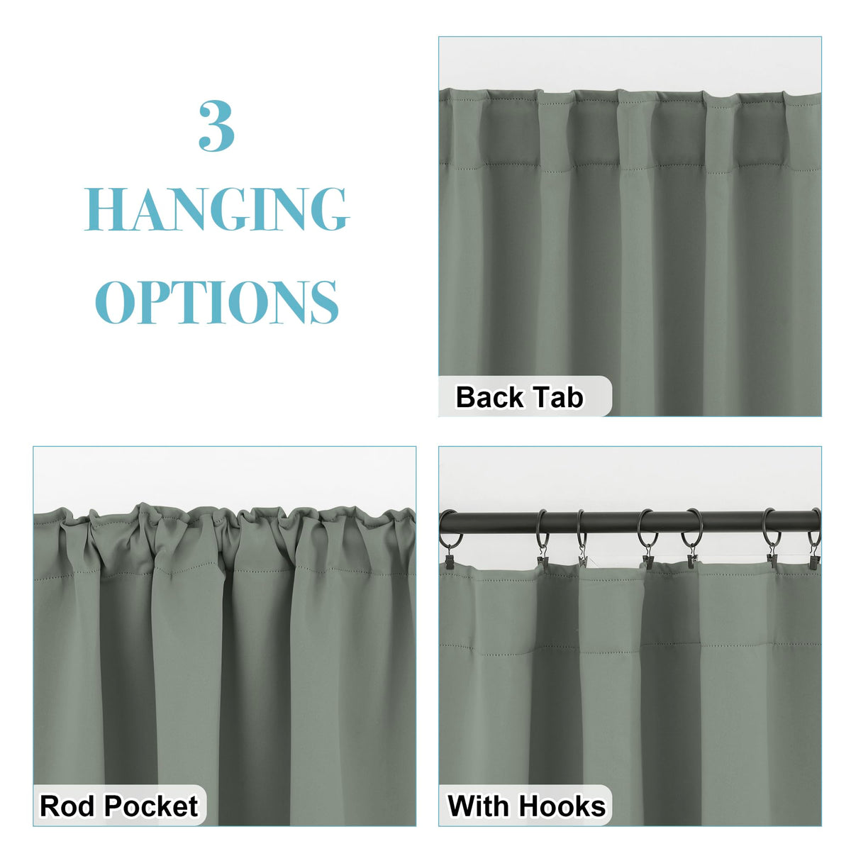 Blackout Curtains 63 inches Long for Bedroom (2 Count)