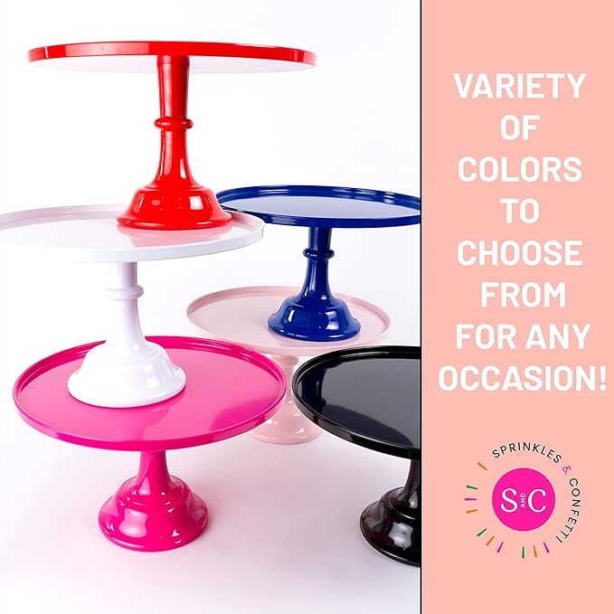 Sprinkles & Confetti 11" Red Cake Stand – Premium Melamine Dessert Display for Weddings, Valentine’s Day, Holiday Parties | Elegant Reusable Serving Tray for Cakes & Treats