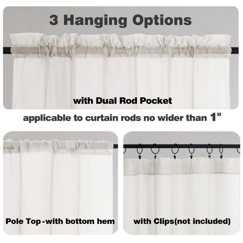 Ivory Sheer Curtains 84 Inches Long for Living Room (2 Count)